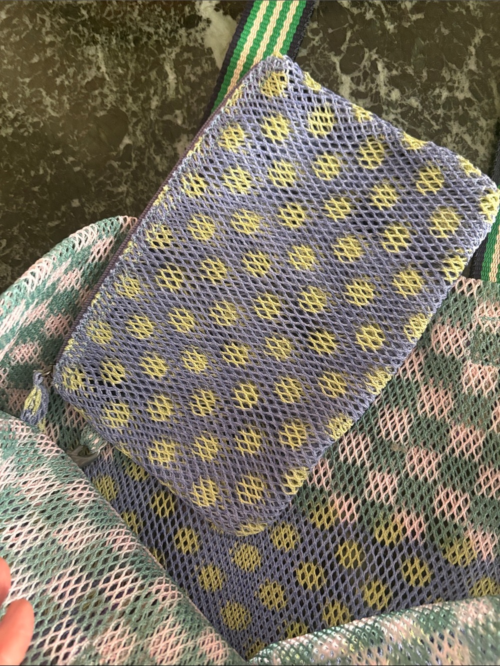 Epice Multicolor Pastel Mesh KanpurTote with Striped Handle - Picture 5 of 6